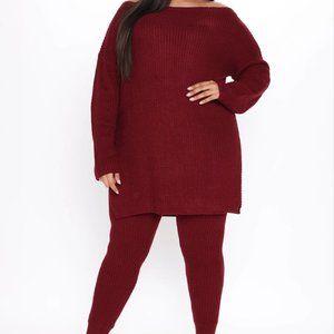 BURGUNDY SWEATER LEGGING SET SIZE 2X